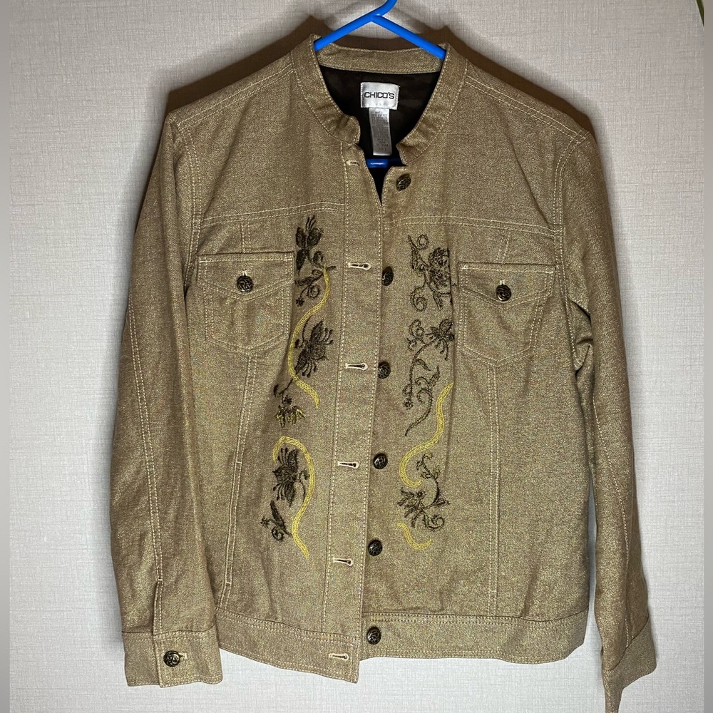 Chicos Size 2, Gold embroidered jacket